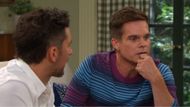 Days of Our Lives' Leo pitching ideas to Chad. | Image Source: Peacock
